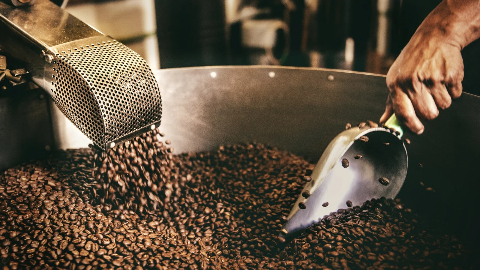コーヒー・喫茶の商流とバリューチェーンに関わる作業工程を担当者が確認する様子