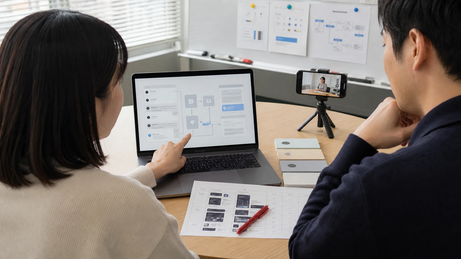 AIの説明表示と人への引継ぎ動線を端末で検証する製品チーム。