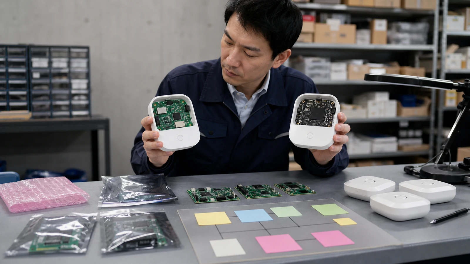 IoT製品のfirmware変更とラベル有効状態を製品台帳で照合する品質・開発担当者。