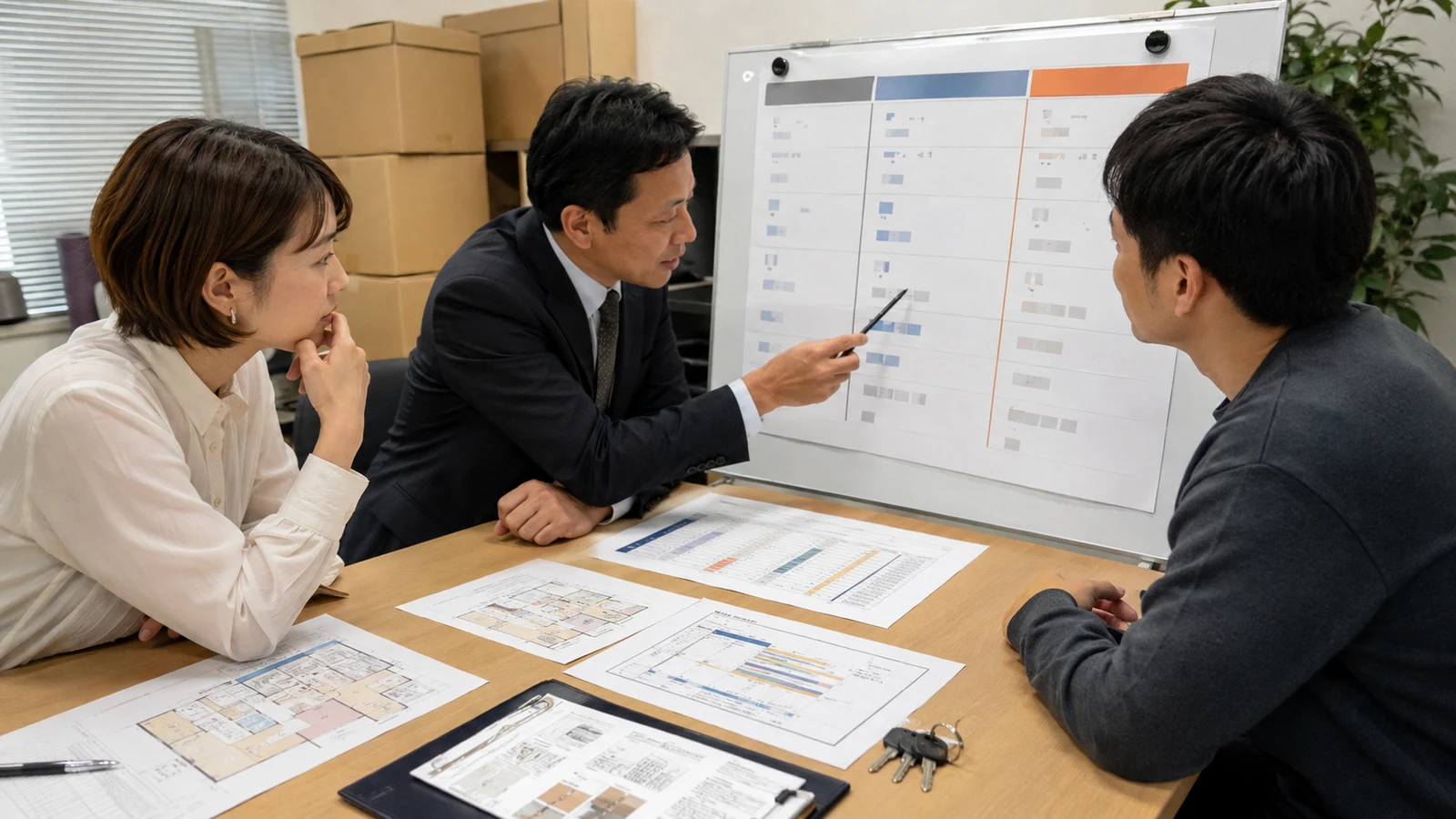 借上げ社宅と住宅手当の家賃、税、社会保険、初期費用、空室、退去費を36か月で比較する人事会議。