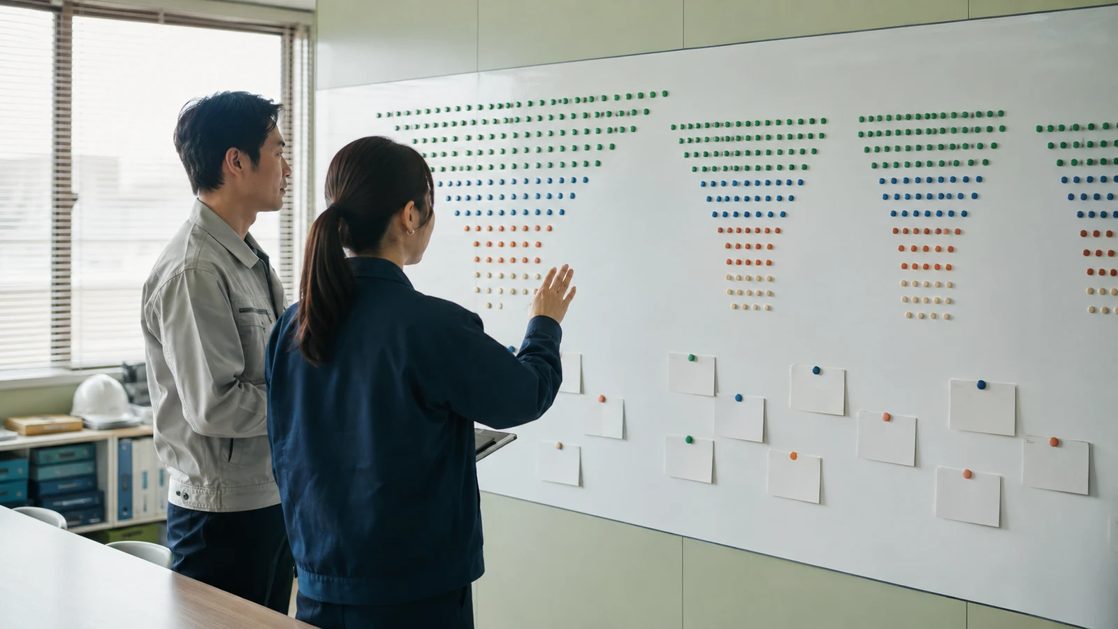 福利厚生の登録、予約、利用完了、未利用理由を勤務地と勤務時間別に確認する人事チーム。