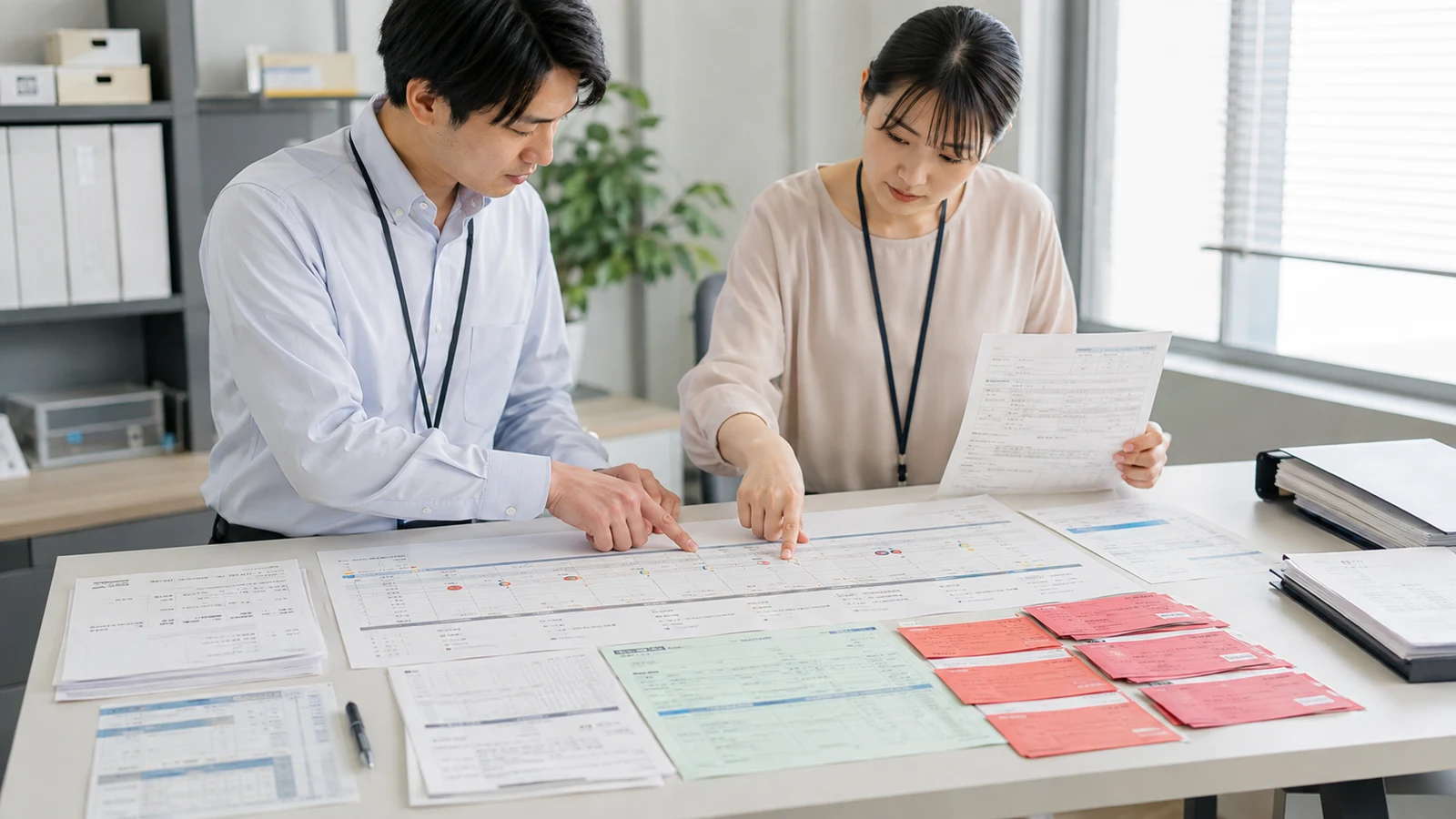 請求日、口座振替日、結果返却日、再請求日を一枚の回収カレンダーへ並べる担当者。