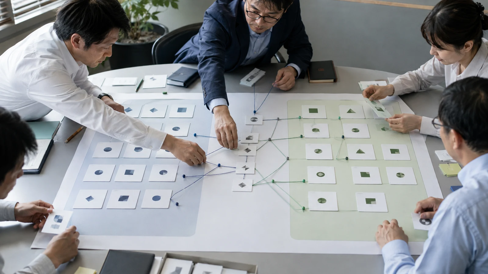 本社と子会社の顧客、品目、勘定科目、内部取引データの正本と連携周期を確認する会議。