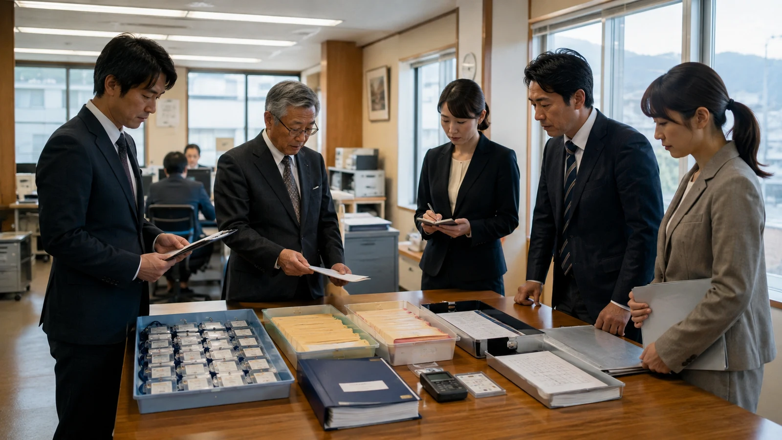 M&A後初日に必要な顧客対応、従業員、許認可、請求、システムの準備状況を確認する経営チーム。