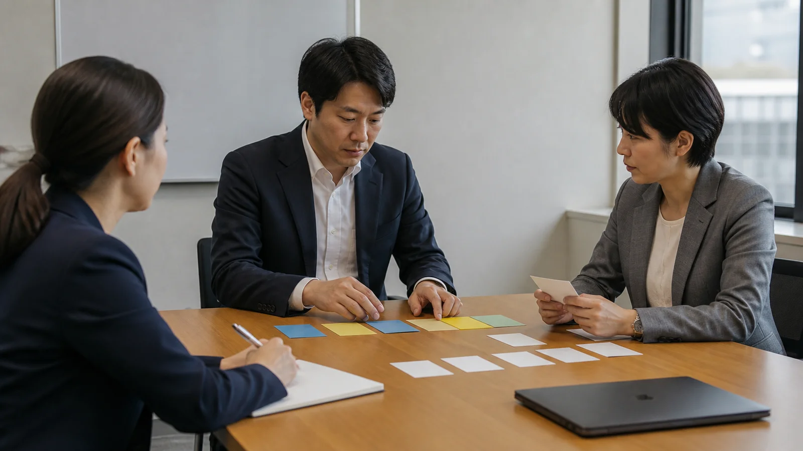 人事、法務、外部相談担当が求職者からの相談を想定し、連絡停止、記録保全、調査分離の訓練を行っている。