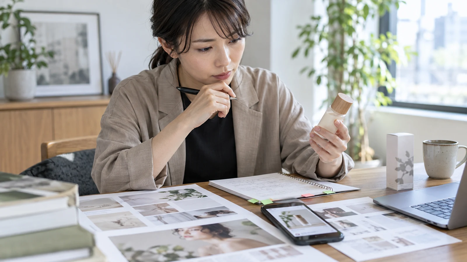 広告審査担当者が商品提供、必須文言、修正履歴、PR表示位置を一つの案件記録で照合している。